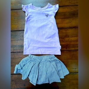 Bailey Boys 2 piece girls skirt set pink and seersucker size 5
